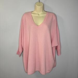 Two Bees Cashmere V neck Cashmere Sweater Relax Fit Quiet Luxury Pink Womens O/S